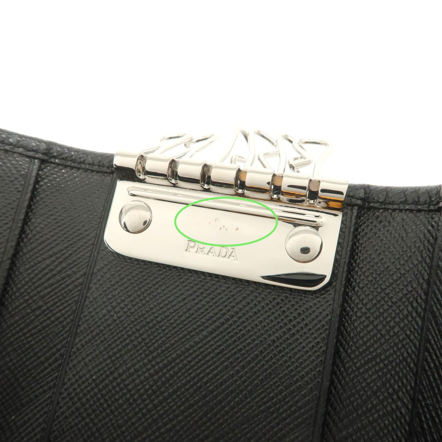 Prada Triangle Logo 6 Rings Key Case Key Holder Black 1PG222【Pre-order】