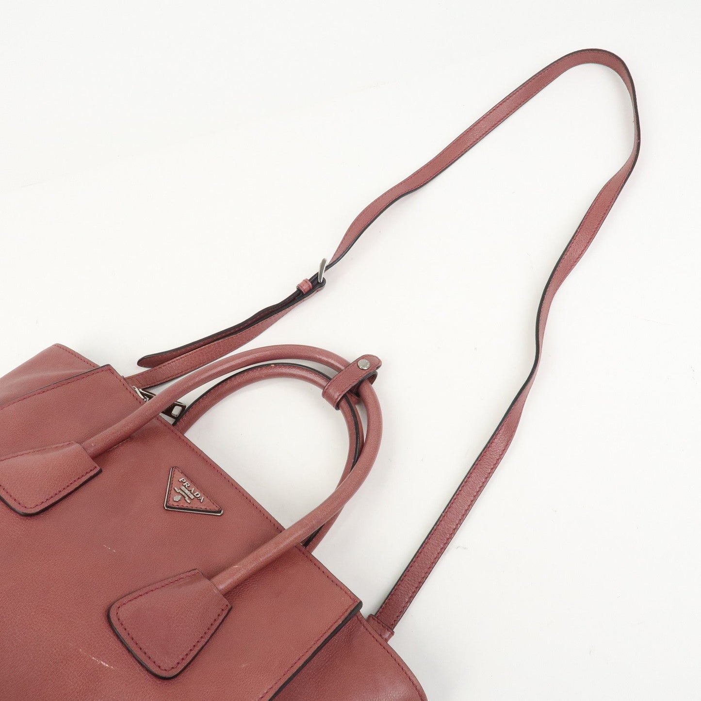 Prada Triangle Logo Leather 2Way Bag Tote Bag Hand Bag Pink B2625M【Pre-order】