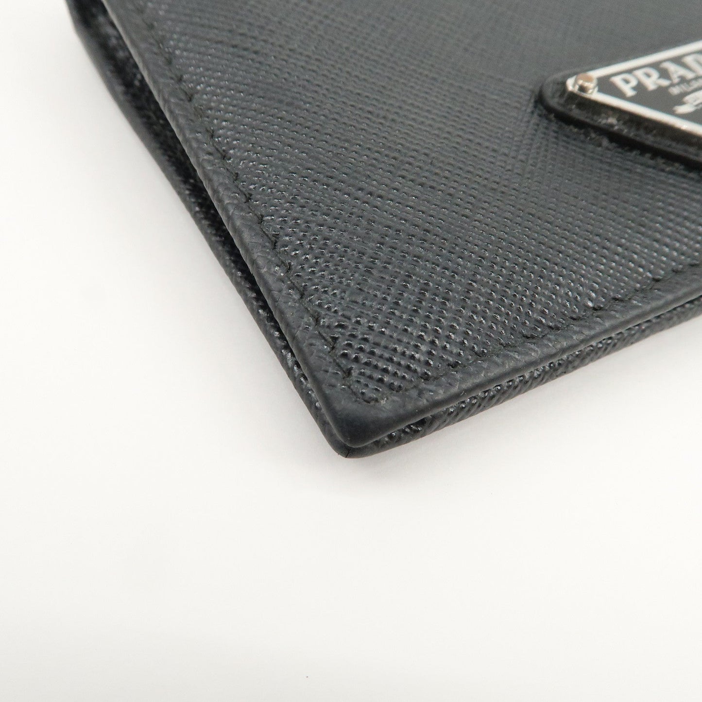 Prada Triangle Logo Saffiano Leather Bi-Fold Compact Wallet Black【Pre-order】