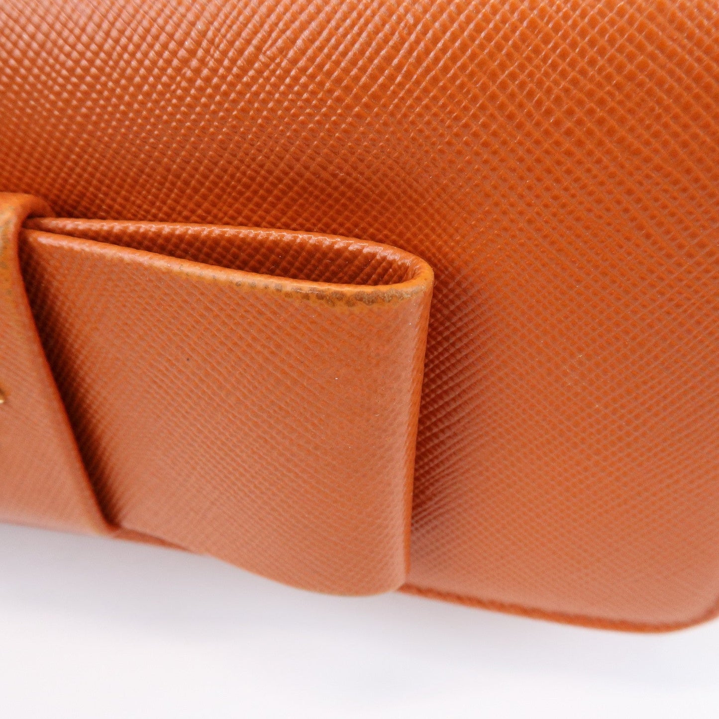 Prada Saffiano Leather Ribbon Flap Long Wallet Orange 1M1132【Pre-order】