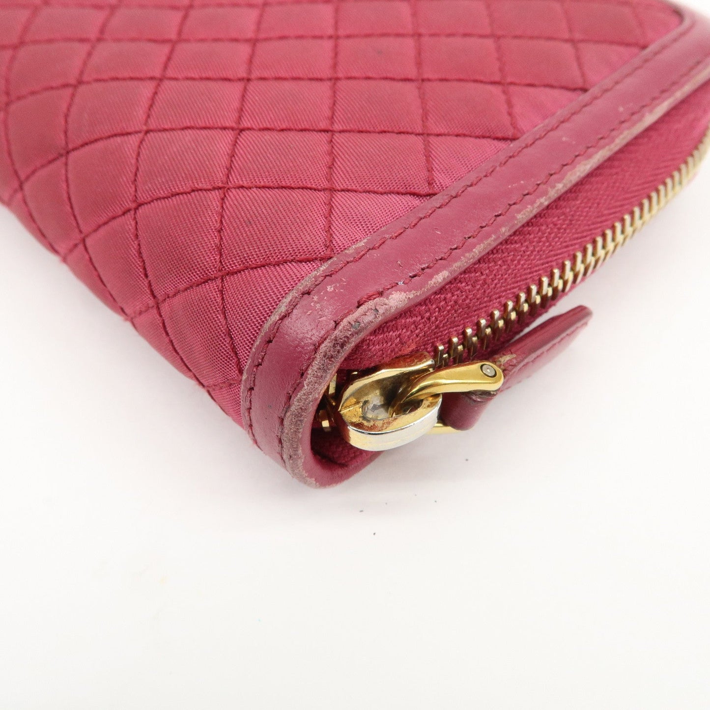 Prada Nylon Leather Round Zippy Wallet Long Wallet Pink【Pre-order】