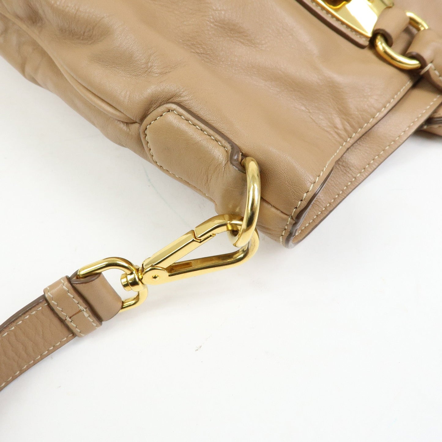 Prada Soft Calf Leather 2Way Hand Shoulder Bag Light Brown BN1902【Pre-order】