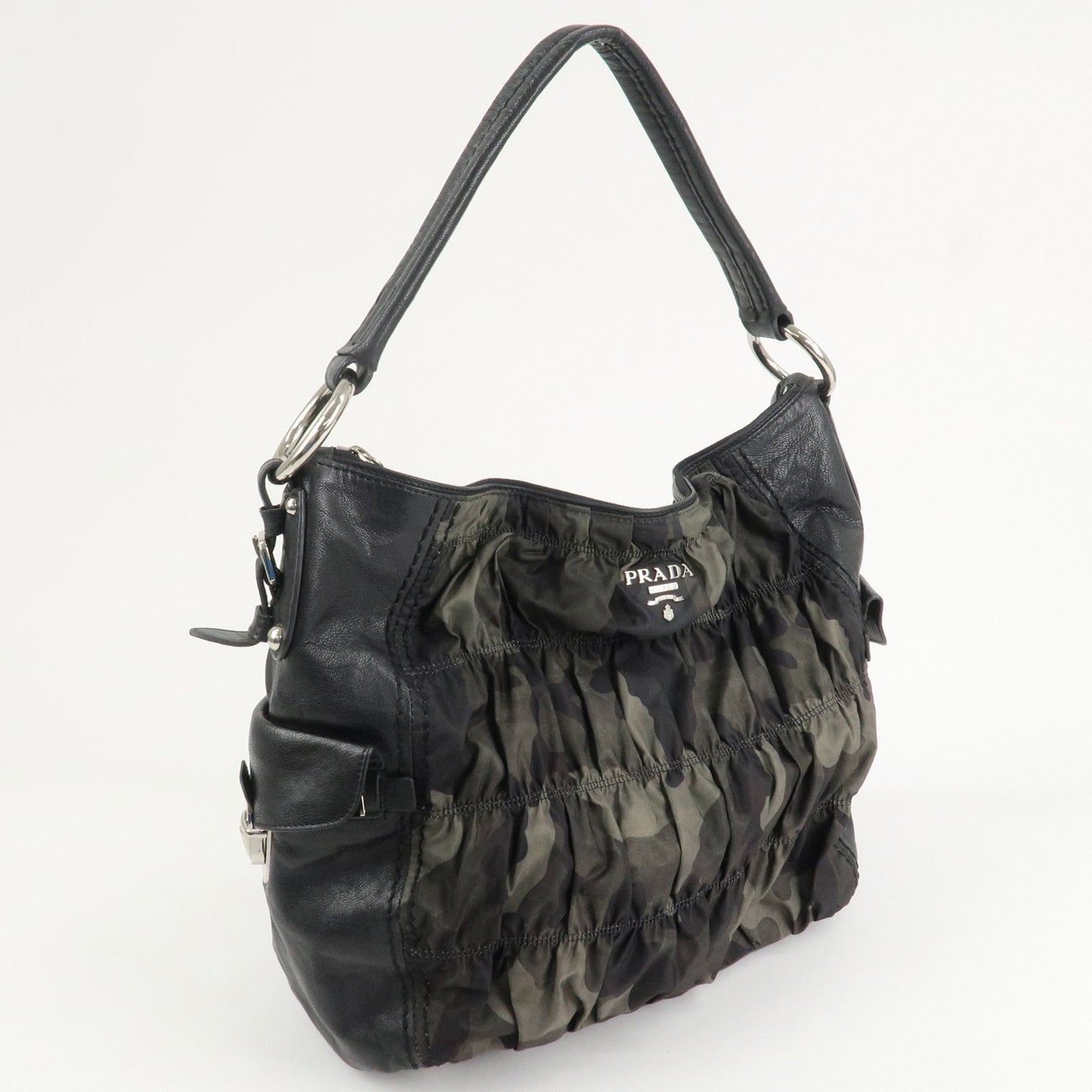 Prada Logo Nylon Leather Gathered 2Way Shoulder Hand Bag BN4586【Pre-order】