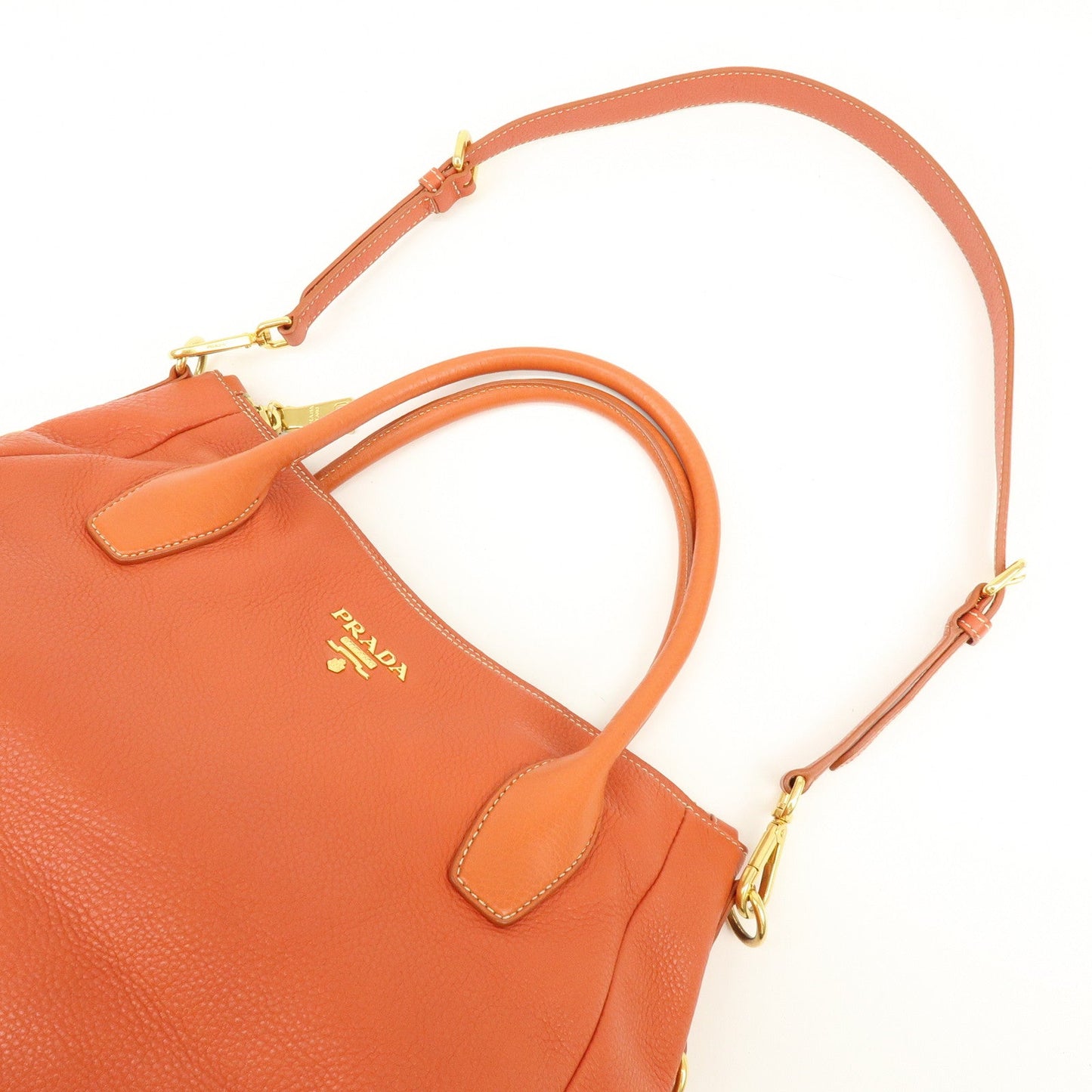 Prada Logo Leather 2Way Bag Hand Bag Shoulder Bag Orange【Pre-order】