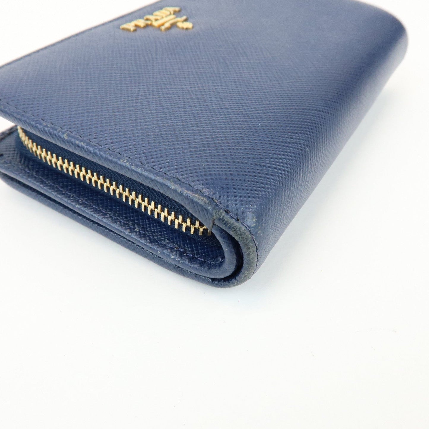 Prada Saffiano Leather Compact Wallet Navy Gold 1ML225【Pre-order】
