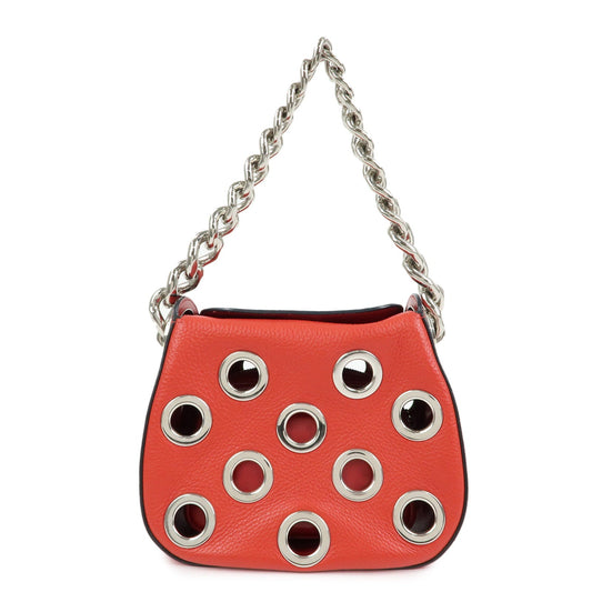 Prada Grommet Leather Chain Shoulder Bag Hand Bag Red【Pre-order】