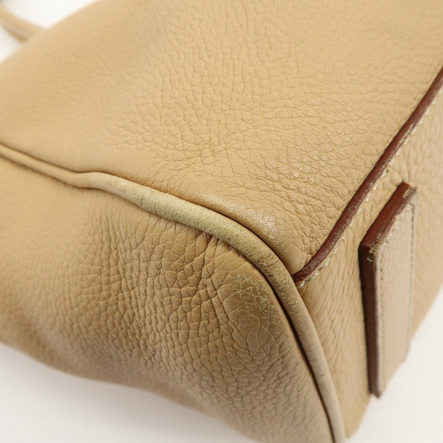 Prada Triangle Logo Leather Shoulder Bag Hand Bag Beige【Pre-order】