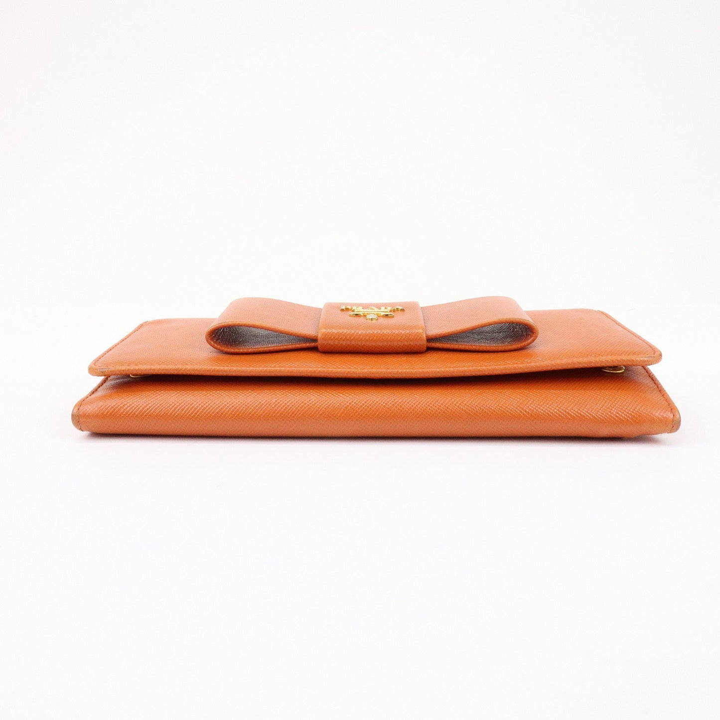 Prada Saffiano Leather Ribbon Flap Long Wallet Orange 1M1132【Pre-order】