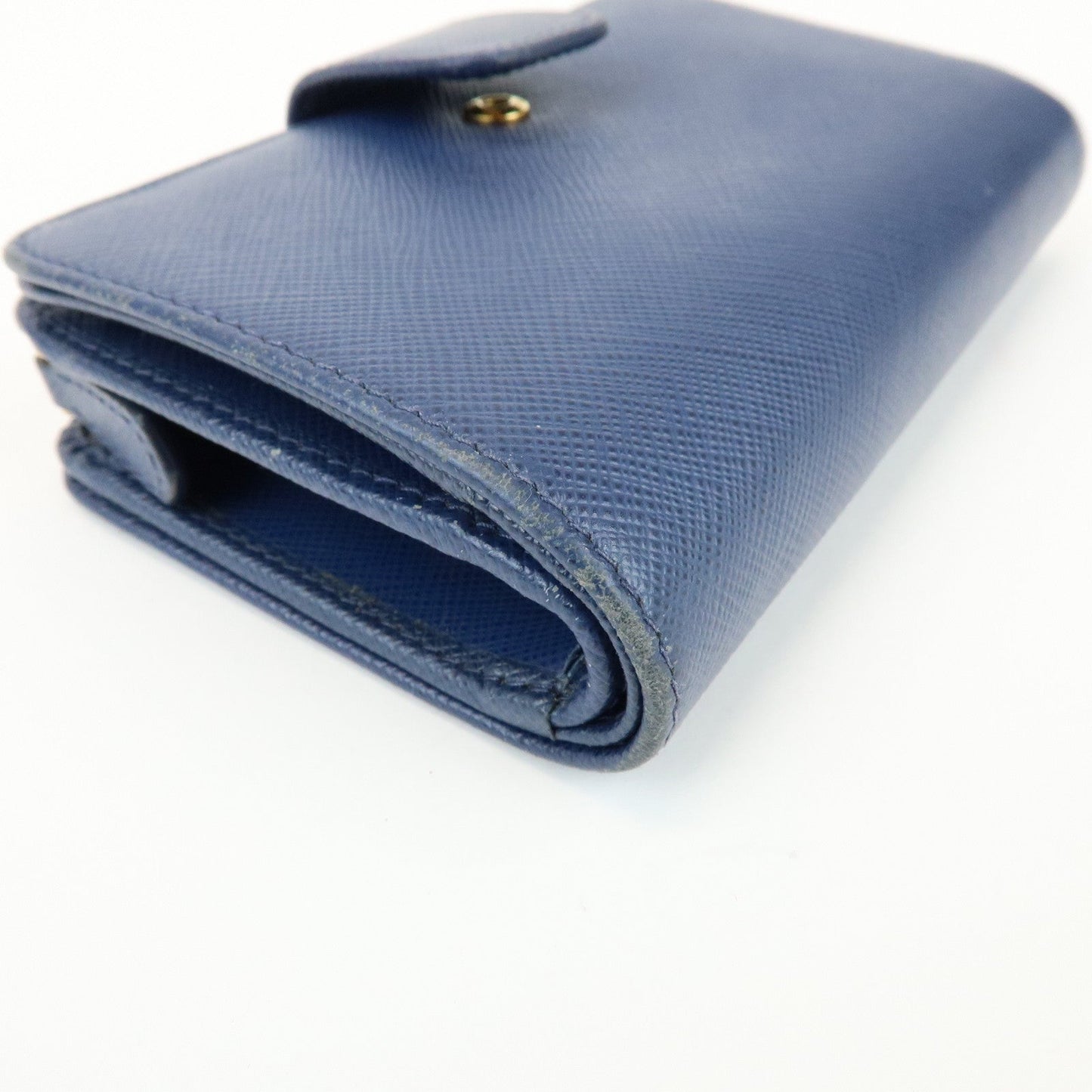 Prada Saffiano Leather Compact Wallet Navy Gold 1ML225【Pre-order】