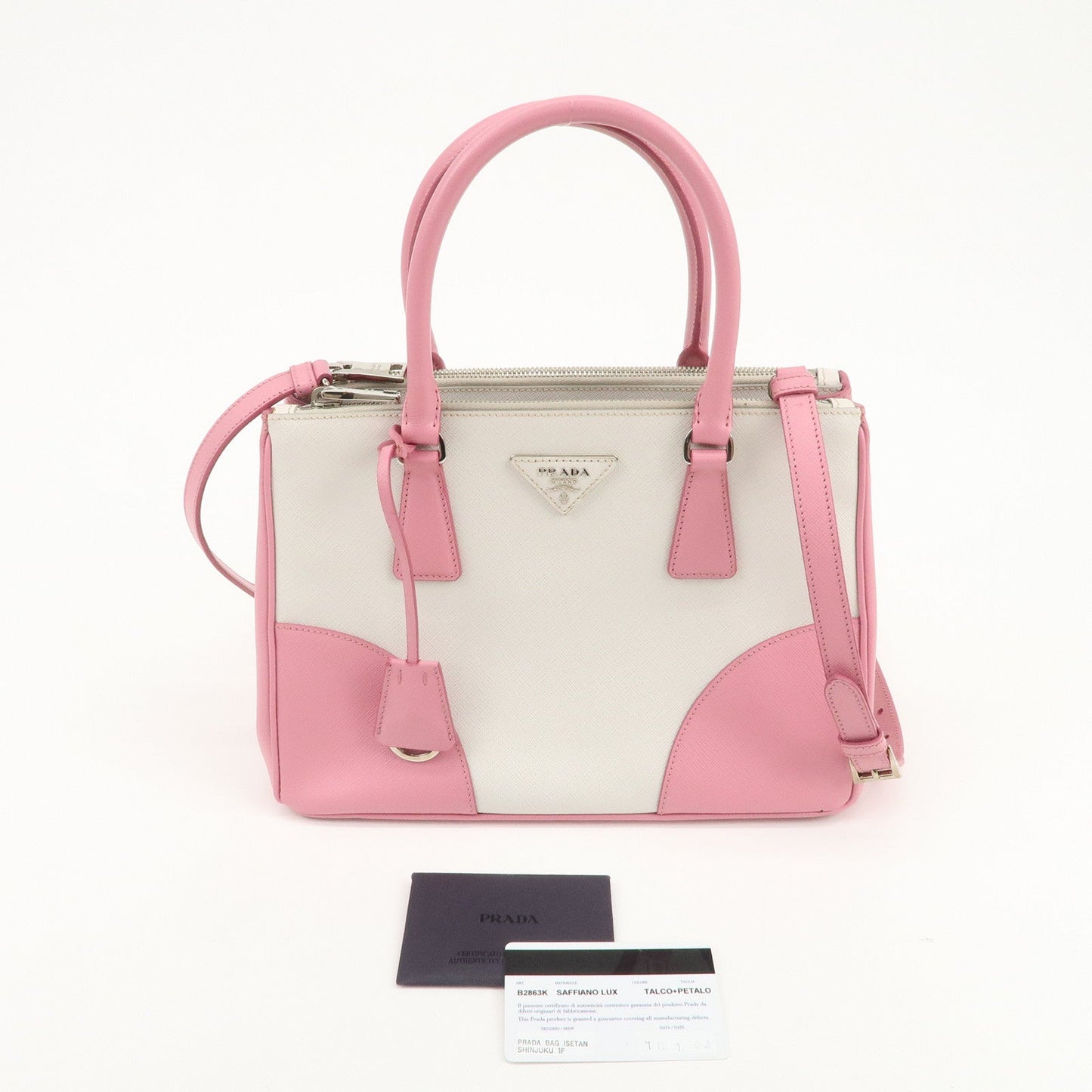 Prada CITY CALF Triangle Logo Saffiano Leather 2Way Bag Pink B2863K【Pre-order】