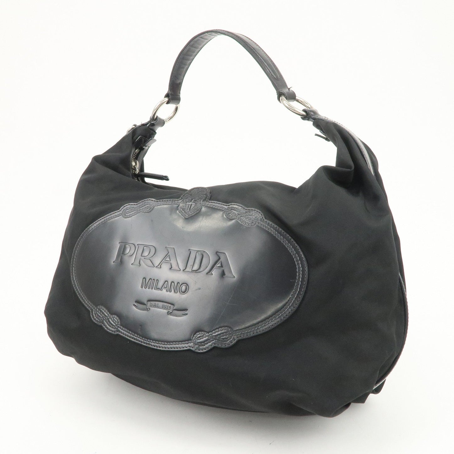 Prada Logo Nylon Leather Shoulder Bag Hand Bag Black BR3287【Pre-order】