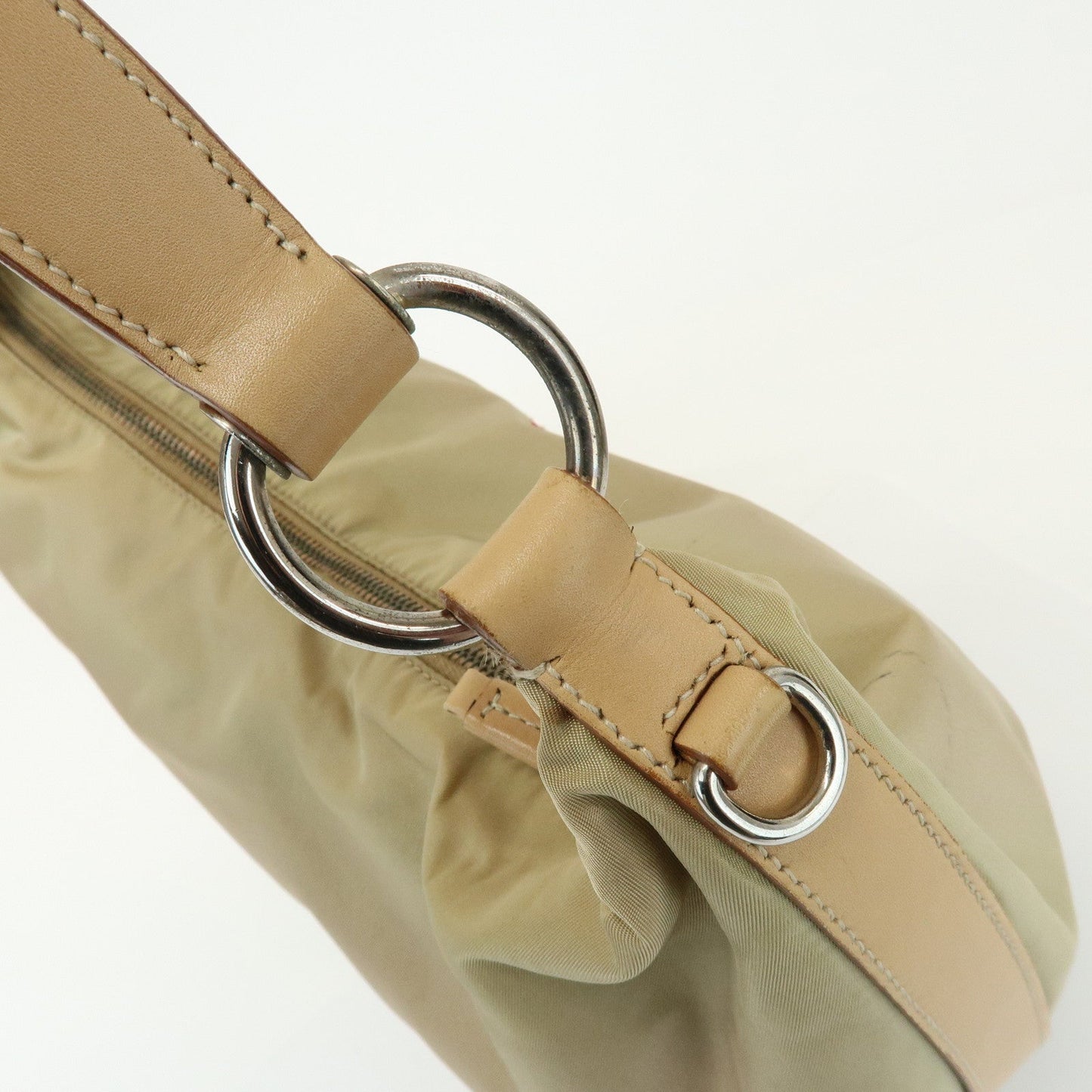 Prada Logo Nylon Leather Shoulder Bag Hand Bag Beige BR3315【Pre-order】