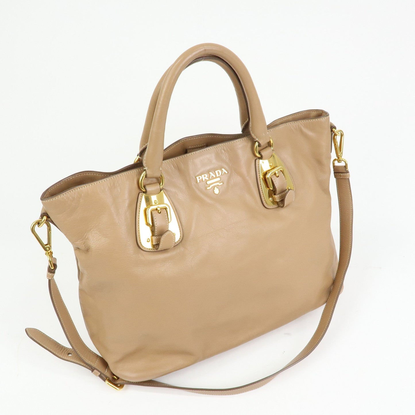Prada Soft Calf Leather 2Way Hand Shoulder Bag Light Brown BN1902【Pre-order】