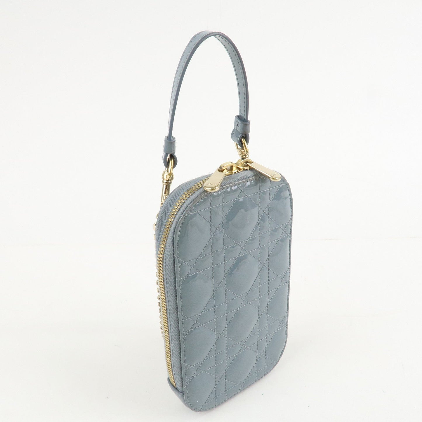 Christian Dior Lady Dior Cannage Patent Leather Phone Holder【Pre-order】