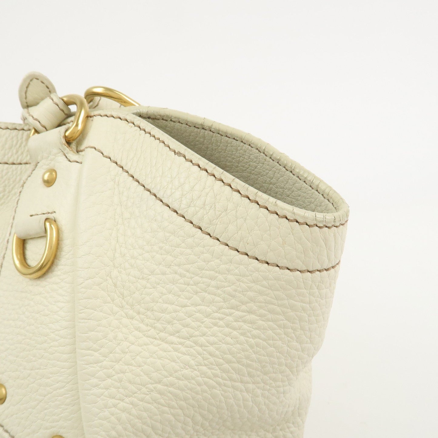 Prada Logo Calf Leather Tote Bag Shoulder Bag Ivory BR3844【Pre-order】