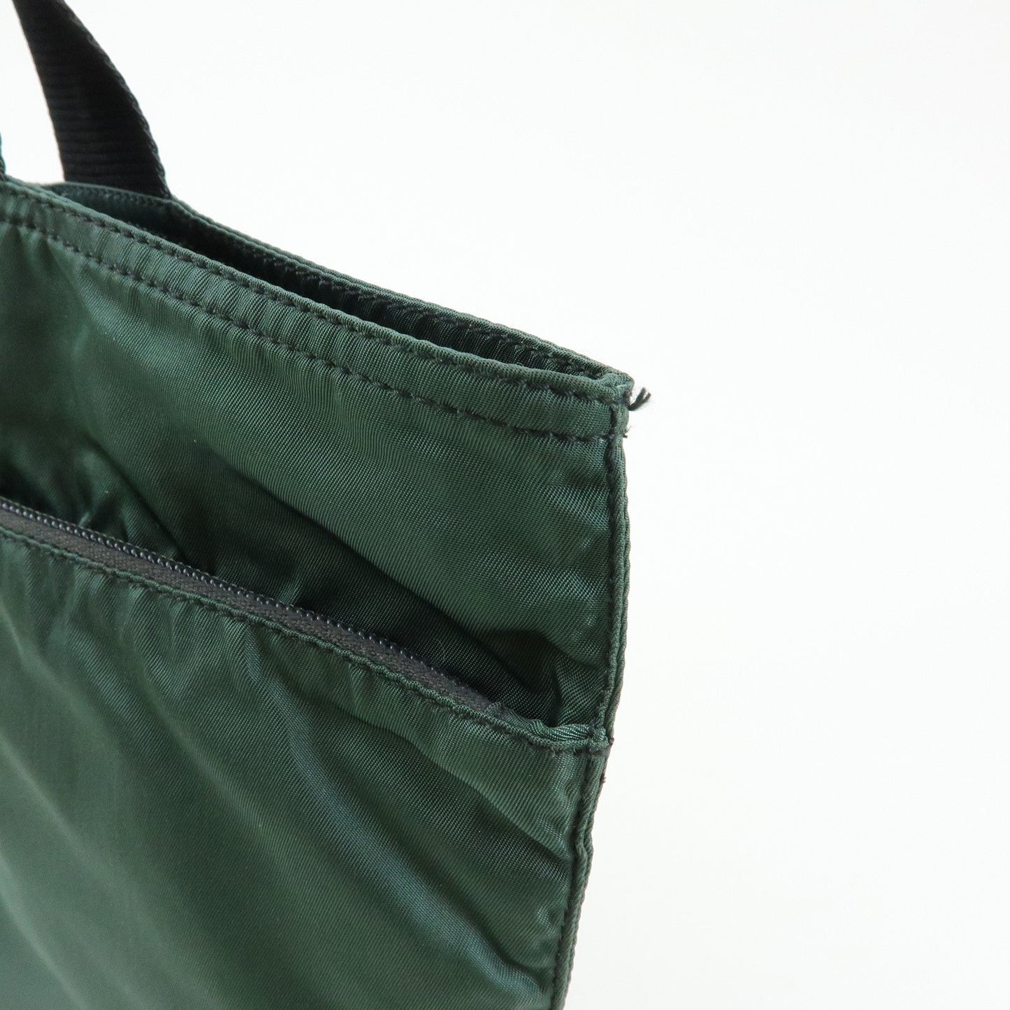 Prada Triangle Logo Nylon Leather Tote Bag Hand Bag Moss Green【Pre-order】