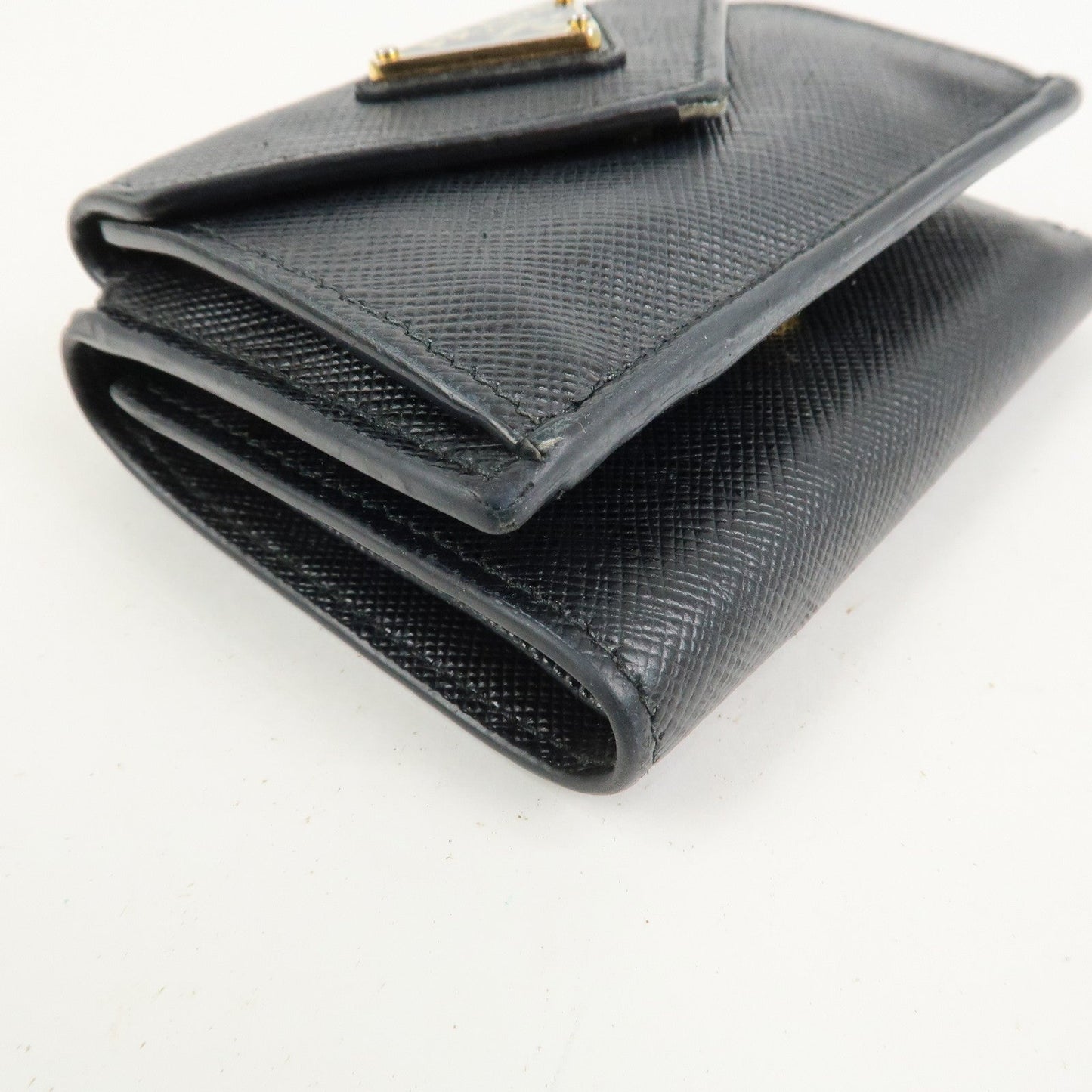 Prada Triangle Logo Saffiano Leather Tri-fold Wallet Black 1MH021【Pre-order】
