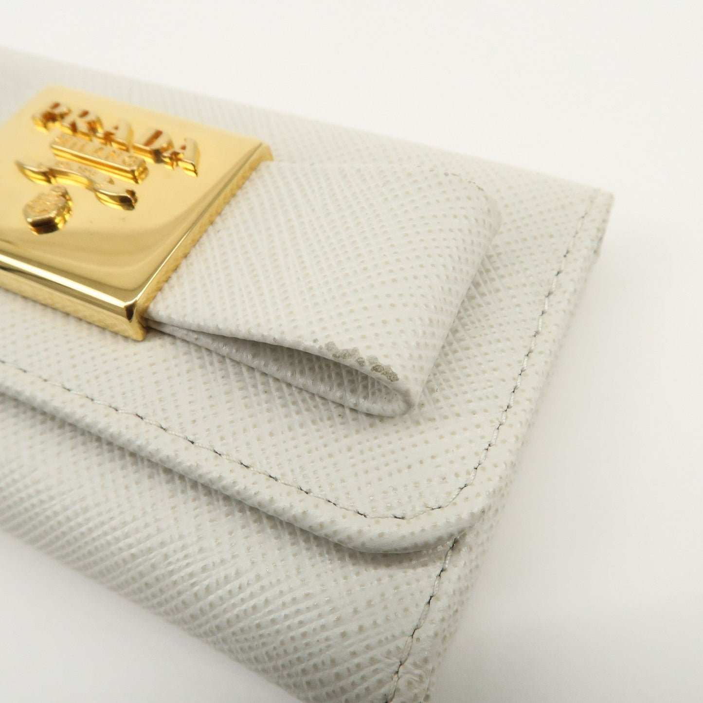 Prada Ribbon Saffiano Leather Key Case Key Holder White【Pre-order】