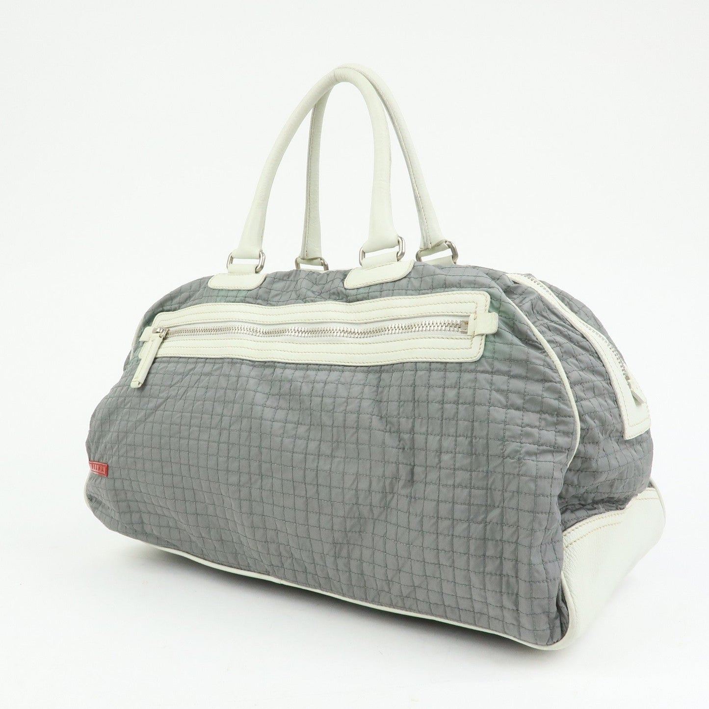 Prada Sports Nylon Leather Boston Bag Hand Bag Gray Irvory【Pre-order】