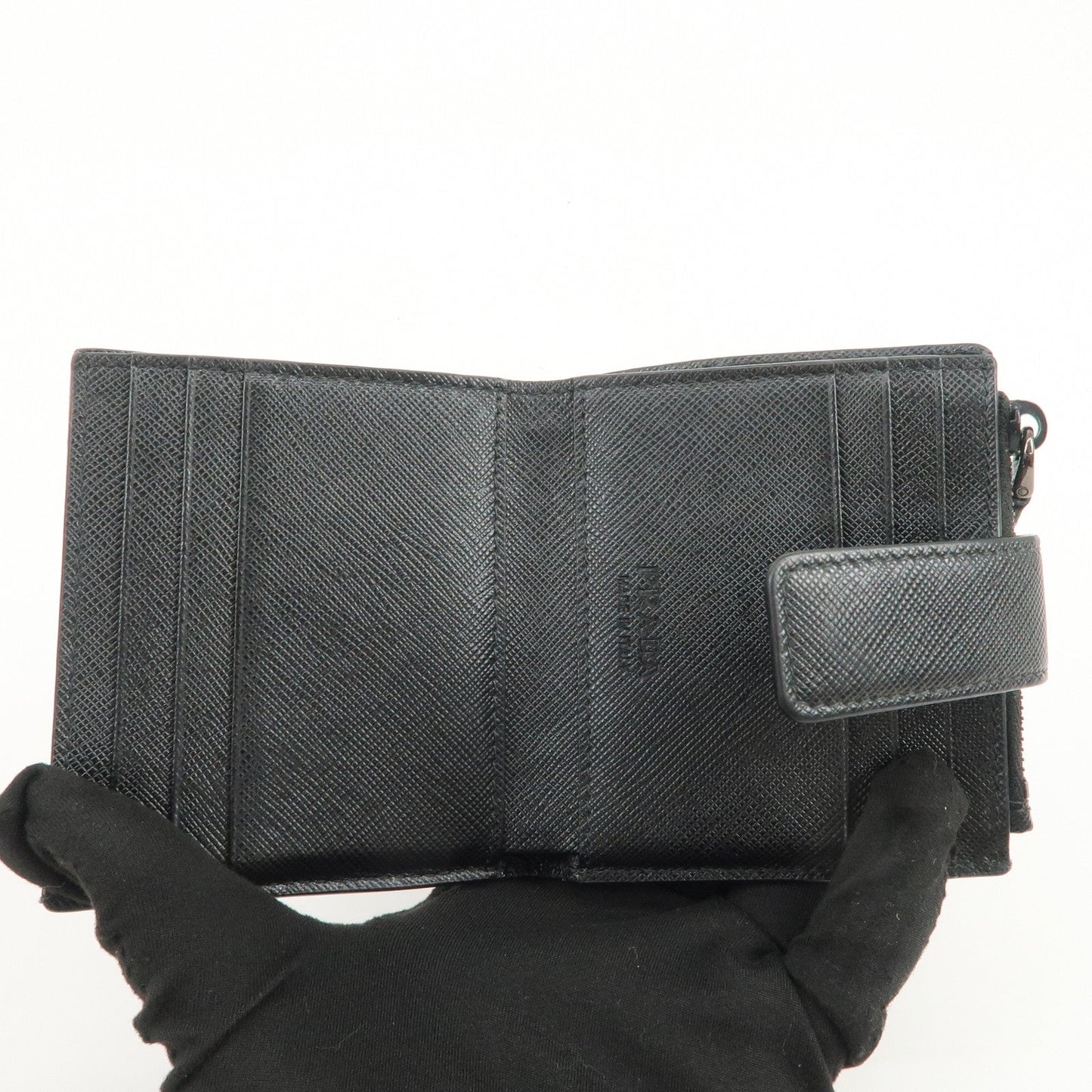 Prada Logo Saffiano Leather Compact Wallet Black 2MC066【Pre-order】