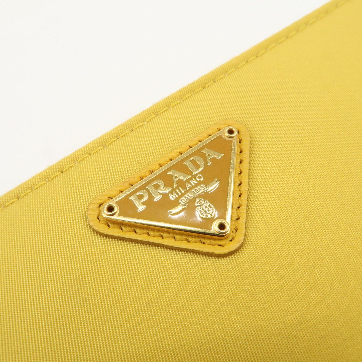 Prada Triangle Logo Nylon Leather Round Zippy Long Wallet Yellow【Pre-order】