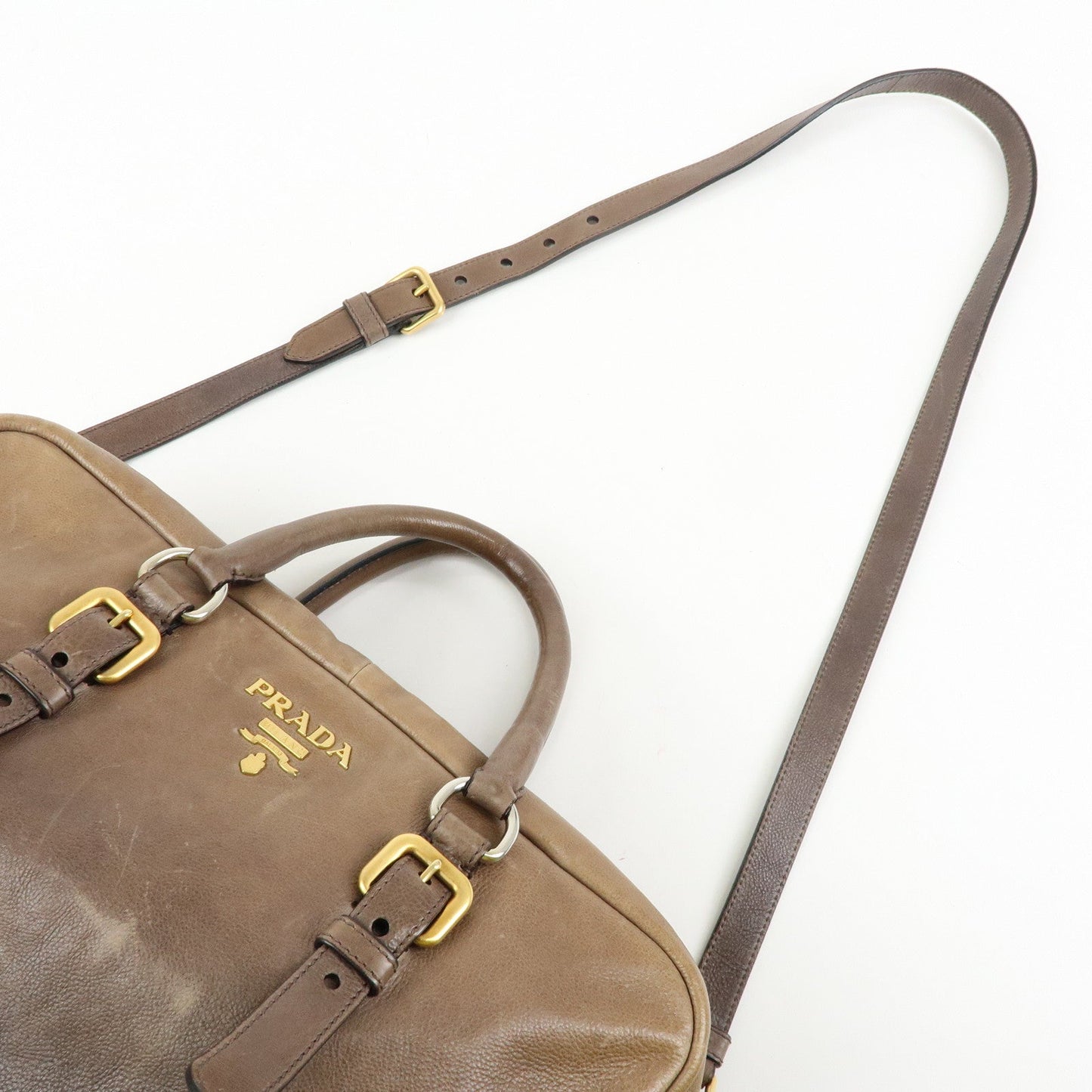 Prada Logo Leather 2Way Bag Hand Bag Shoulder Bag Brown BL0472【Pre-order】