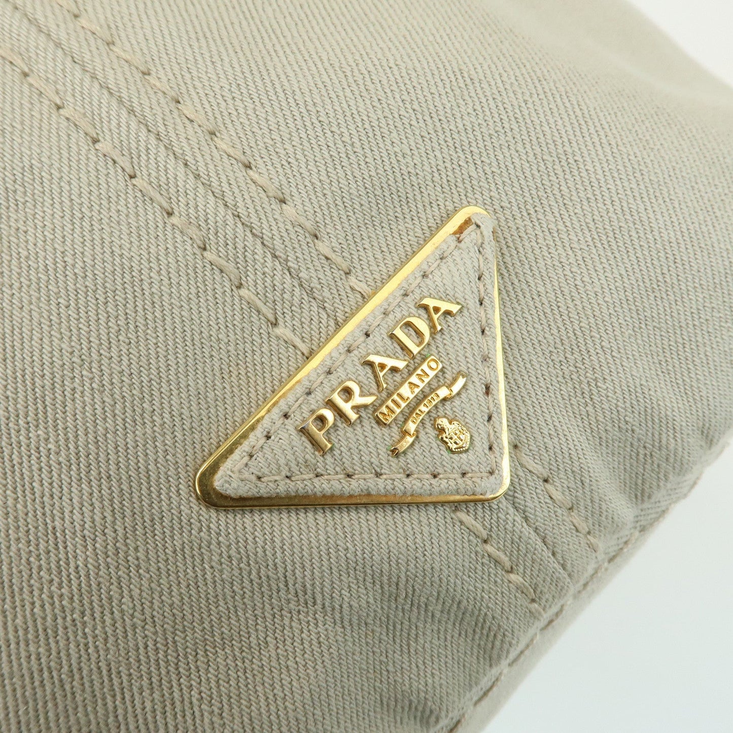 Prada Triangle Logo Denim Tote Bag Shoulder Bag Light Beige BN2091【Pre-order】