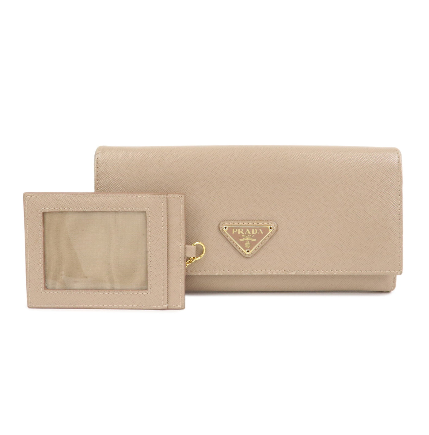 Prada Triangle Logo Saffiano Leather Long Wallet Beige 1MH132【Pre-order】