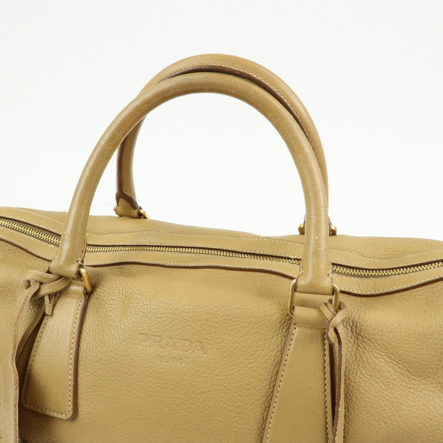 Prada Logo Leather Boston Bag Hand Bag Travel Bag Brown【Pre-order】