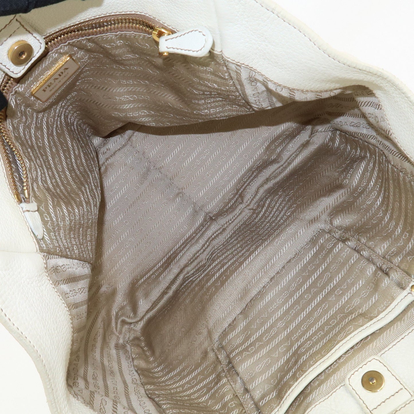 Prada Logo Calf Leather Tote Bag Shoulder Bag Ivory BR3844【Pre-order】