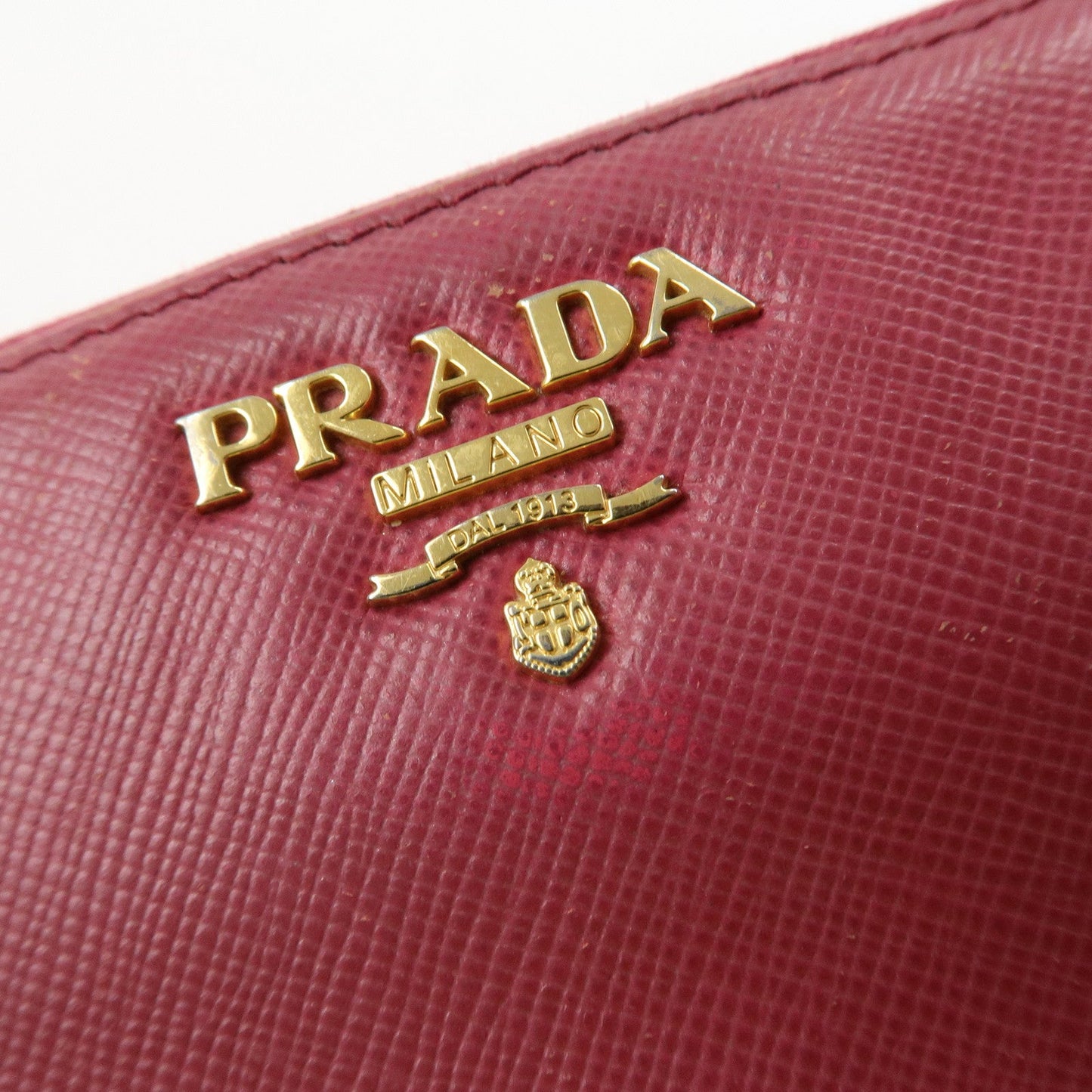 Prada Logo Saffiano Leather Round Zippy Long Wallet Pink 1M0506 Used【Pre-order】