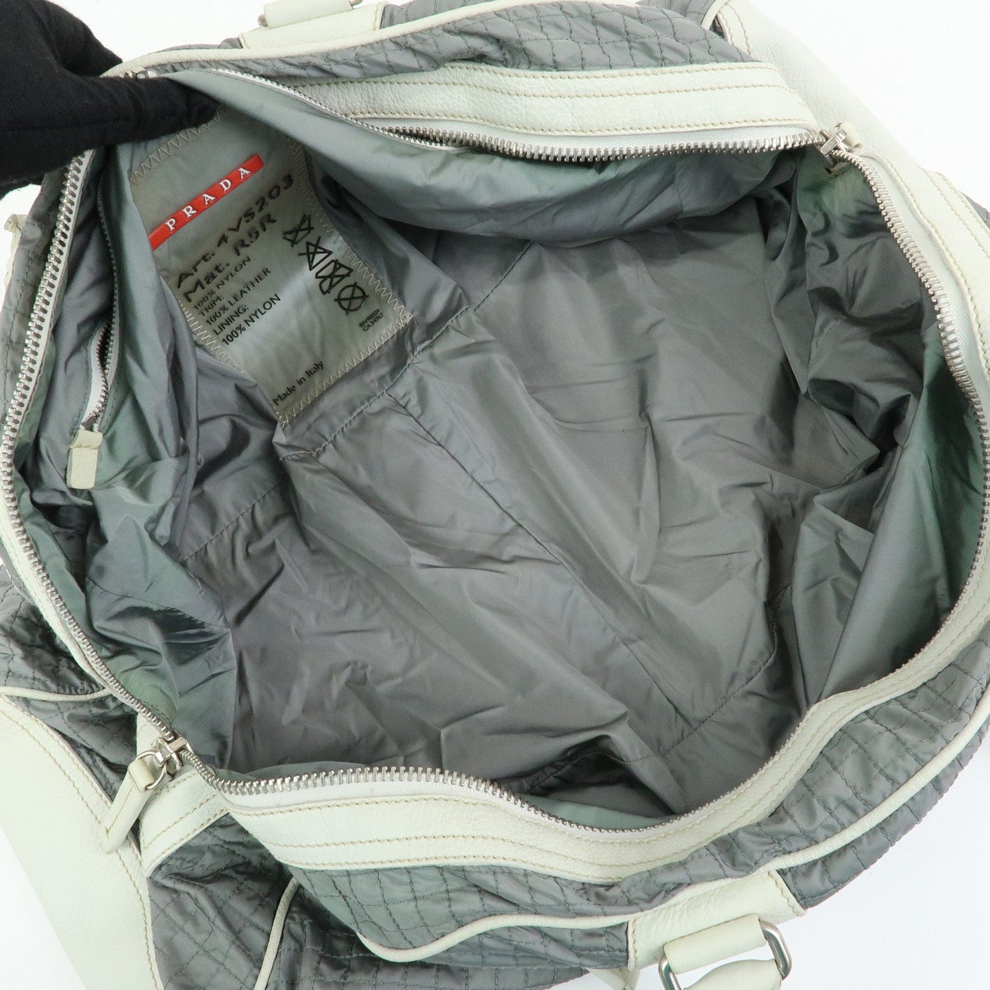 Prada Sports Nylon Leather Boston Bag Hand Bag Gray Irvory【Pre-order】