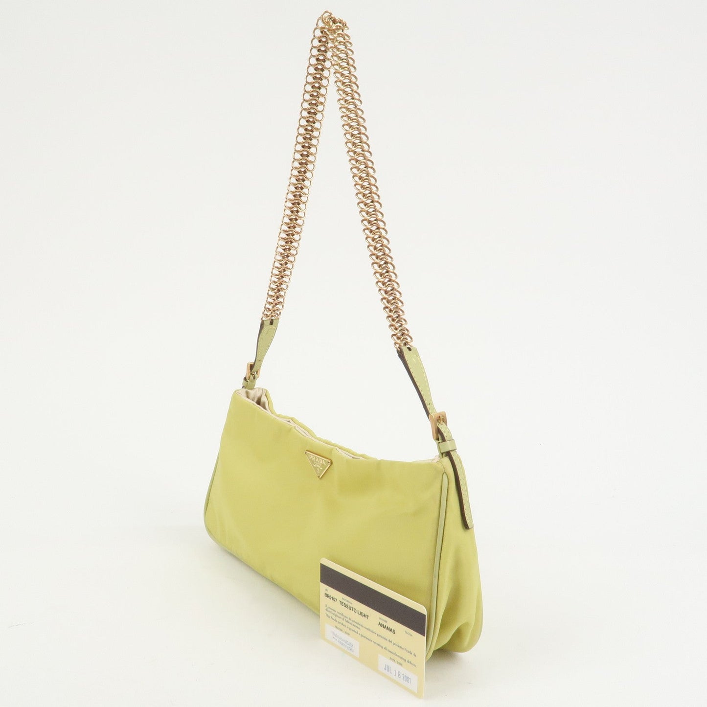 Prada Triangle Logo Nylon Leather Shoulder Bag Yellow BR0107【Pre-order】