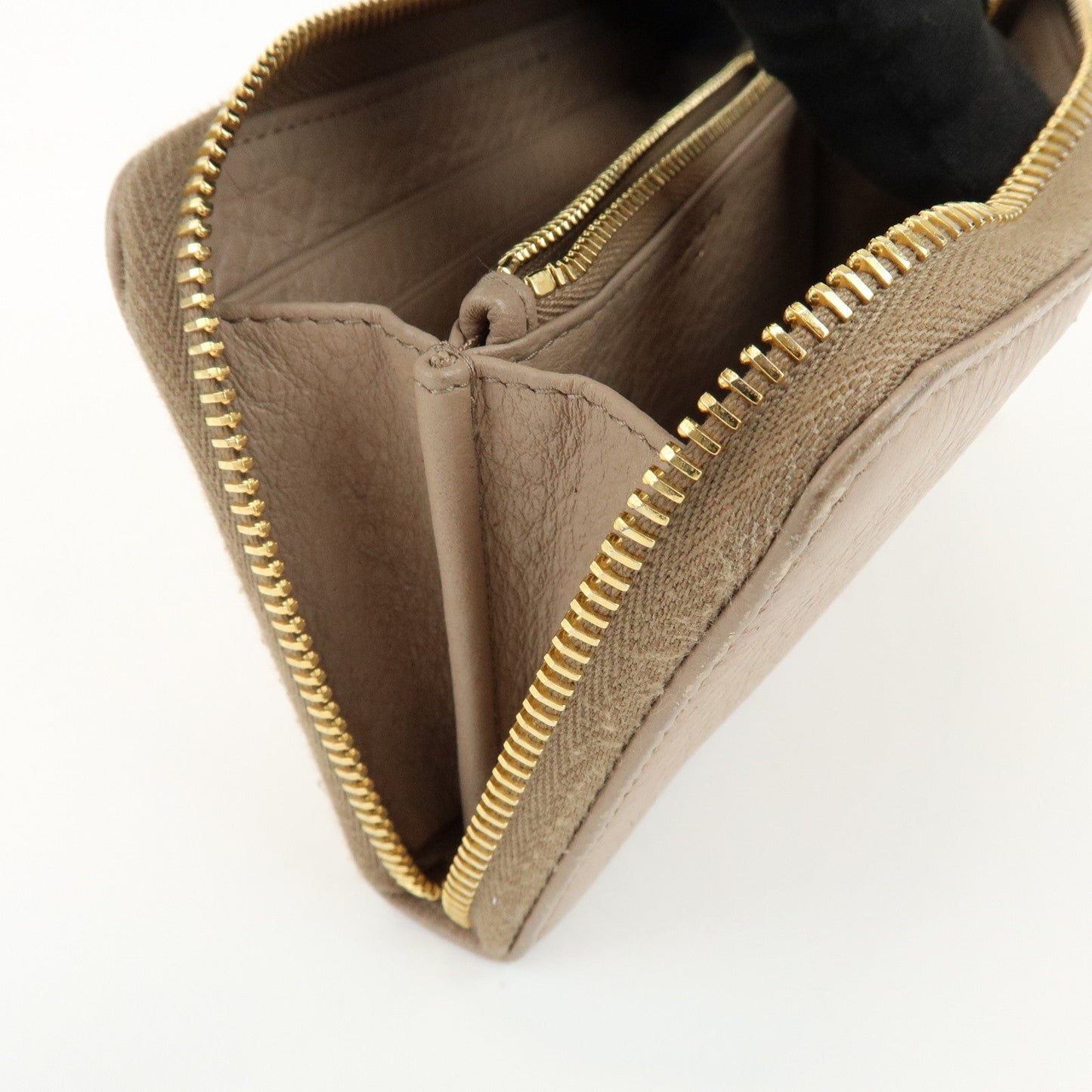 Prada Calf Leather Compact Round Zippy Wallet Beige Gold【Pre-order】