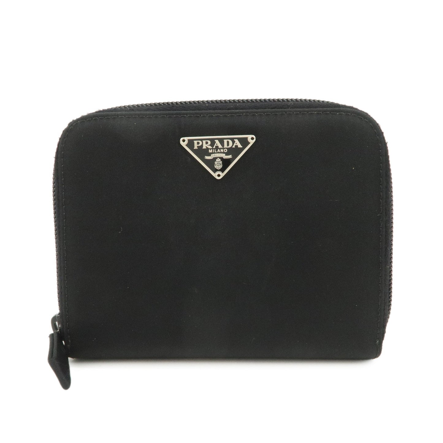 Prada Tessuto Nylon Bi-fold Round Zippy Compact Wallet Black M605【Pre-order】