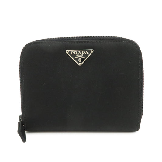 Prada Tessuto Nylon Bi-fold Round Zippy Compact Wallet Black M605【Pre-order】