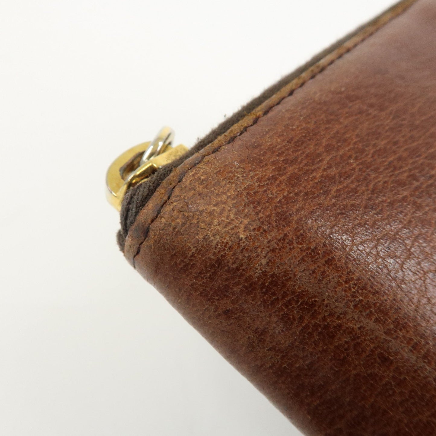 Prada Saffiano Leather Round Zippy Long Wallet Brown 1M0506 Used【Pre-order】