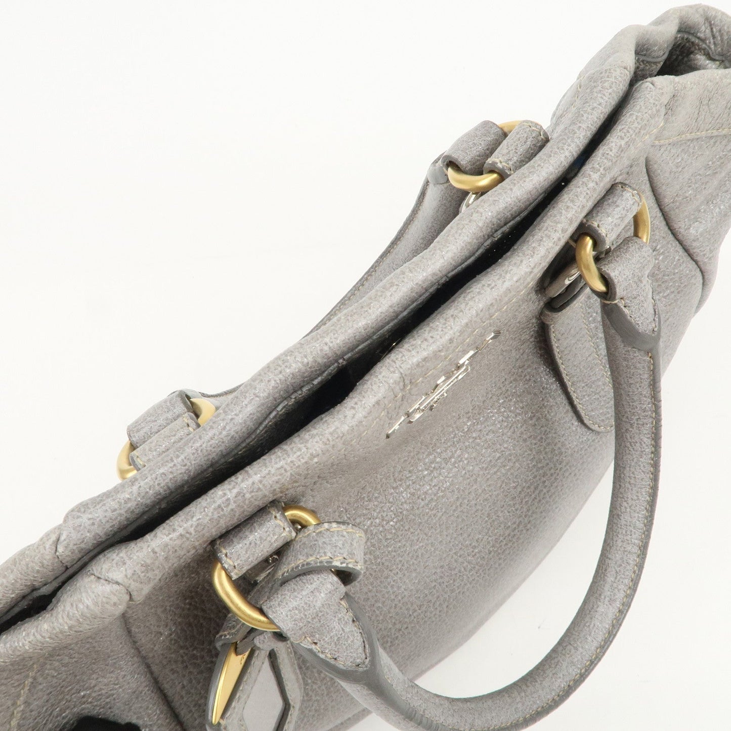 Prada Logo Leather 2Way Bag Hand Bag Shoulder Bag Gray BN1695【Pre-order】