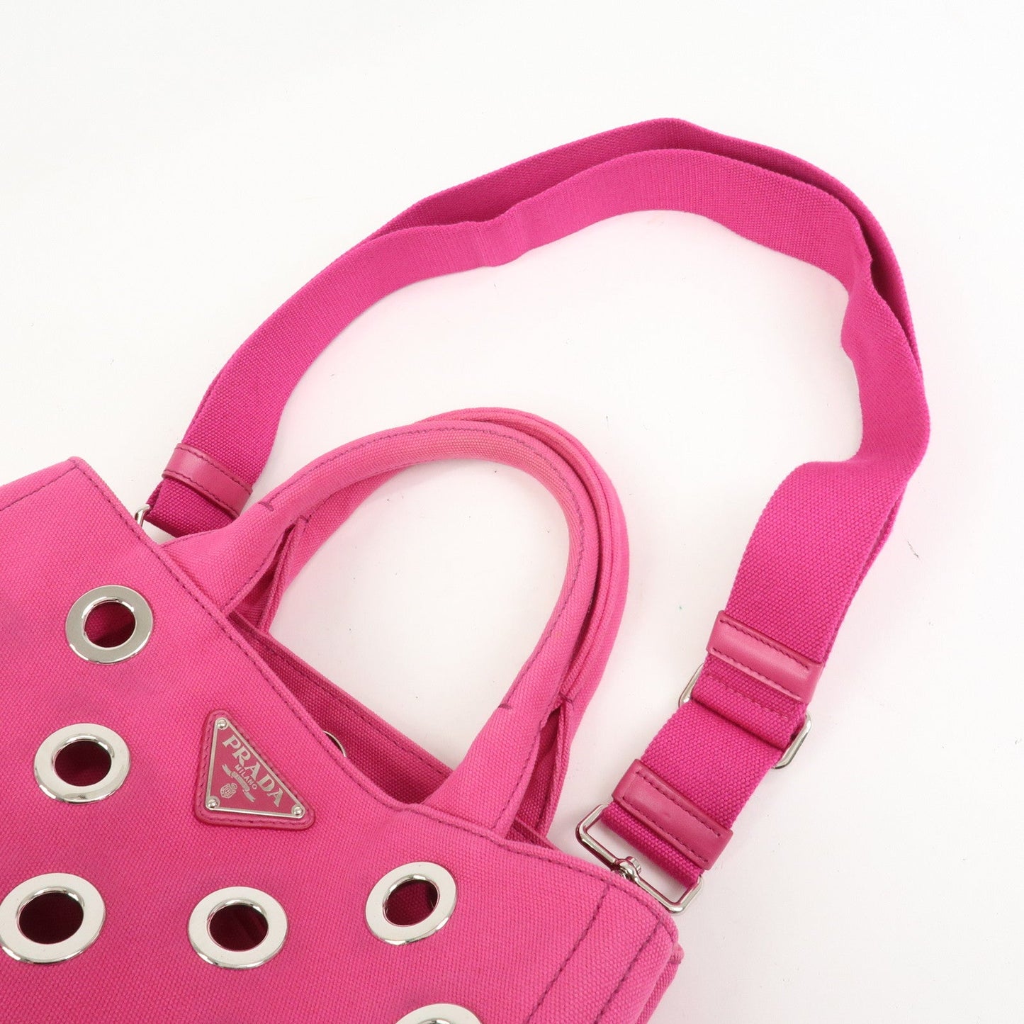Prada Grommet Canapa Mini Canvas 2Way Bag Hand Bag Pink 1BG439【Pre-order】
