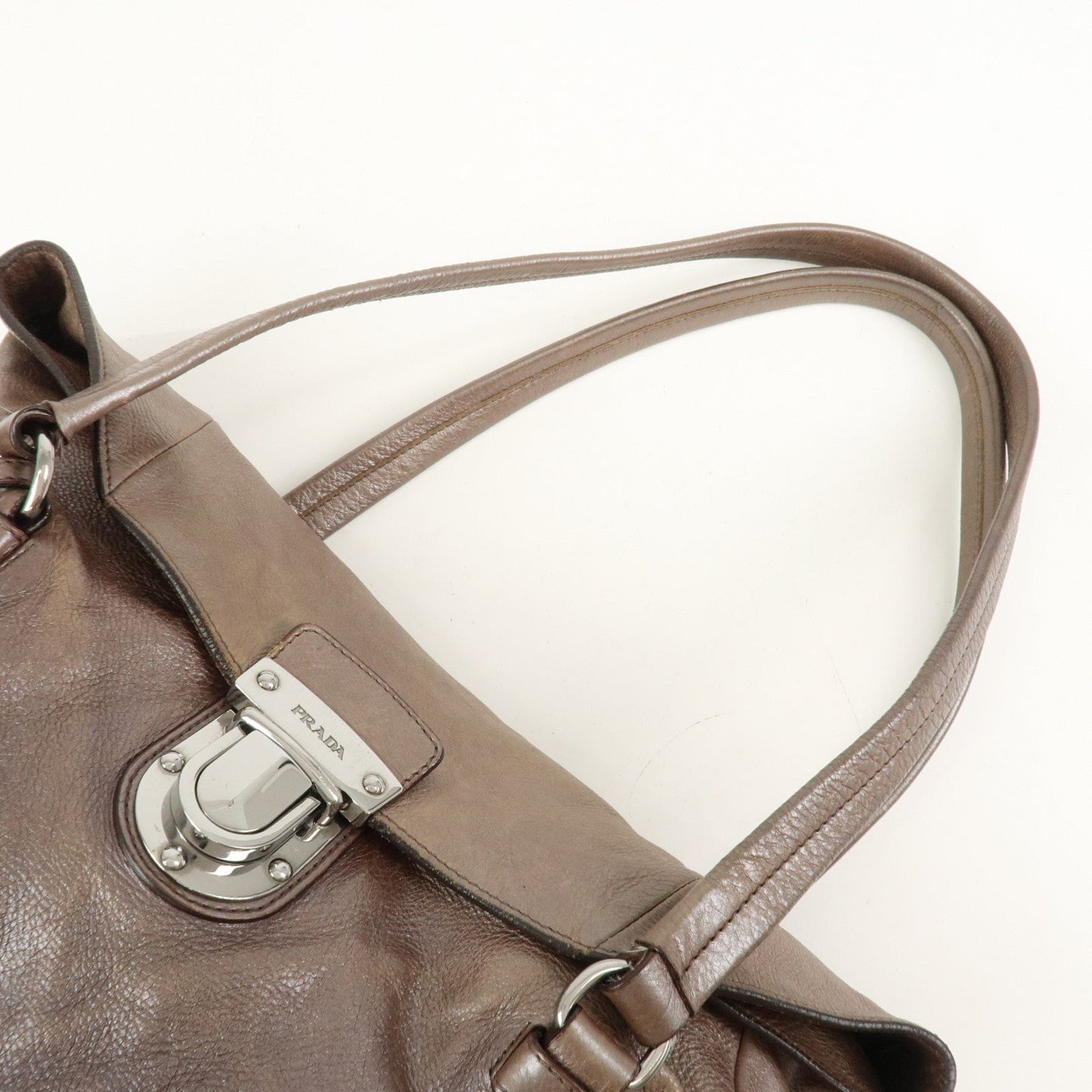 Prada Logo Leather Shoulder Bag Hand Bag Metallic Brown BR3901【Pre-order】