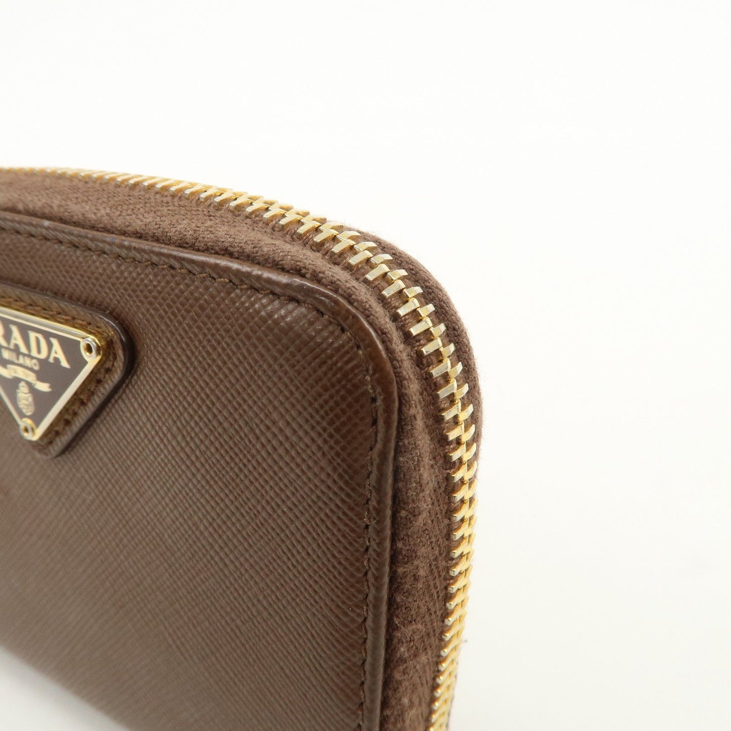 Prada Triangle Logo Saffiano Leather Coin Case Coin Purse Brown【Pre-order】