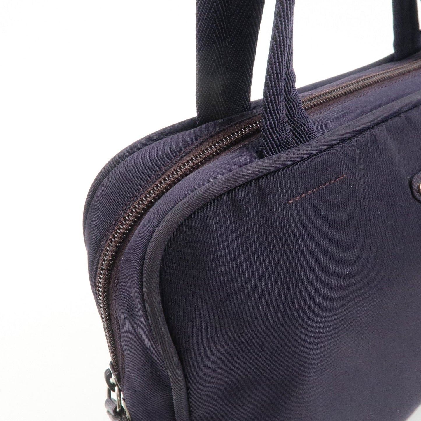 Prada Triangle Logo Leather Nylon Hand Bag Purple B8495【Pre-order】