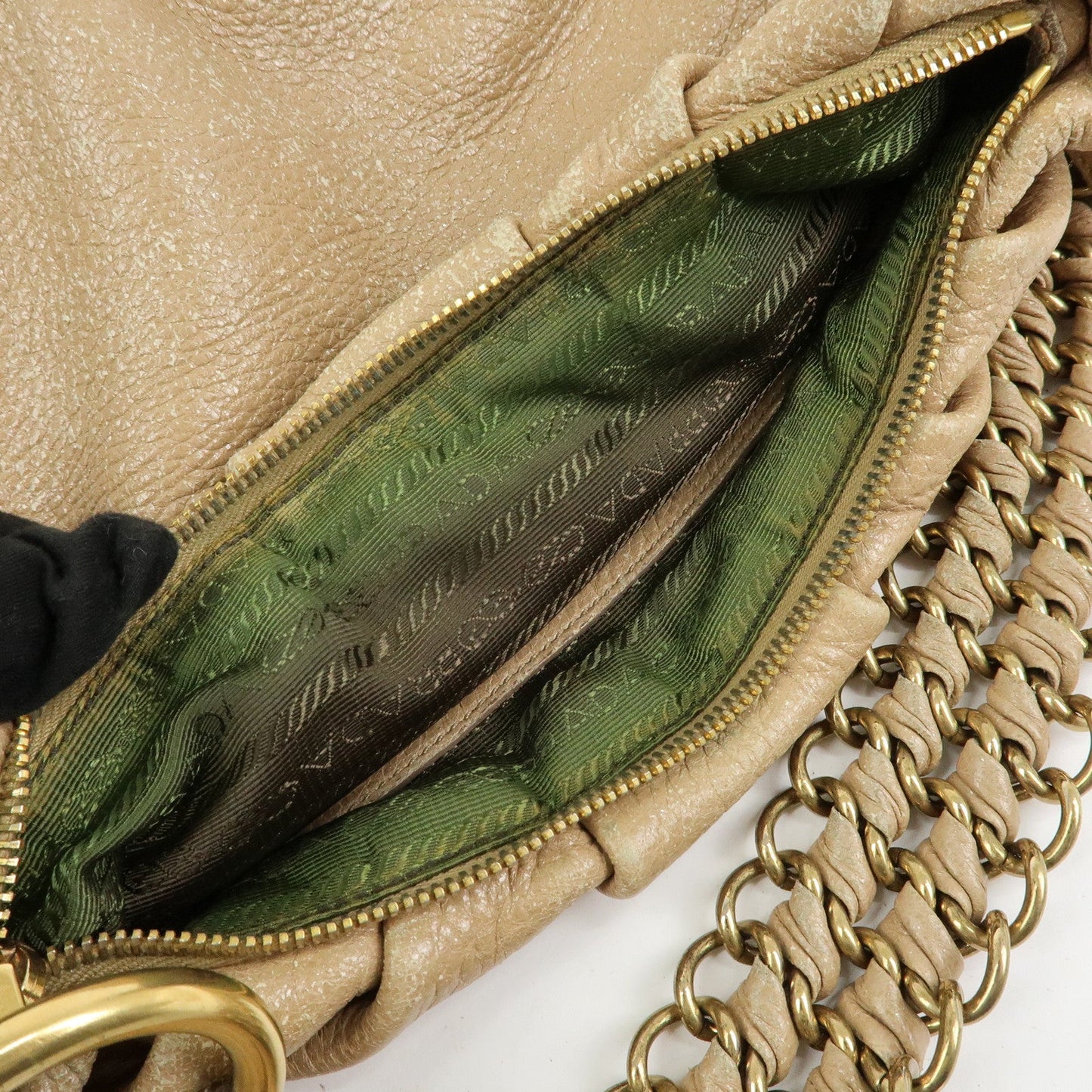 Prada Logo Leather Chain One Shoulder Bag Light Brown BR4243【Pre-order】