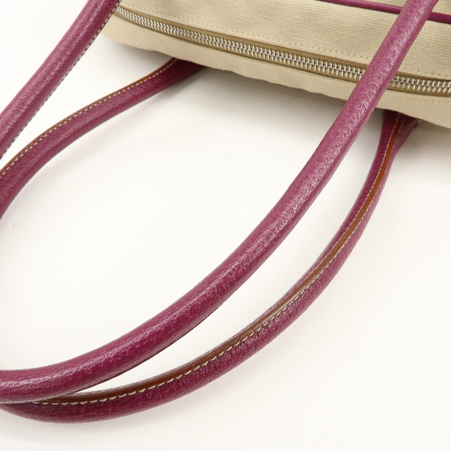 Prada Triangle Logo Canvas Leather Bowling Bag Natural Purple【Pre-order】