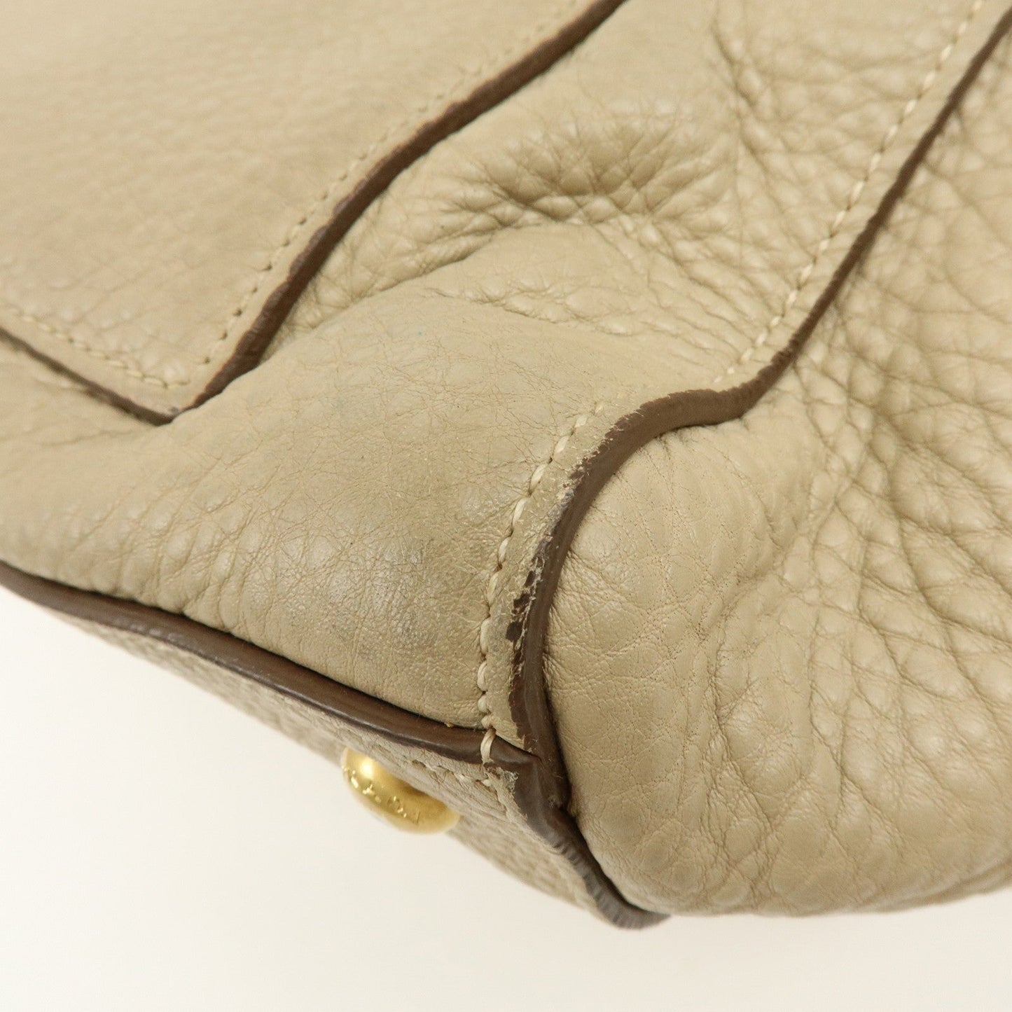 Prada Triangle Logo Leather 2Way Hand Shoulder Bag Beige BN2795【Pre-order】