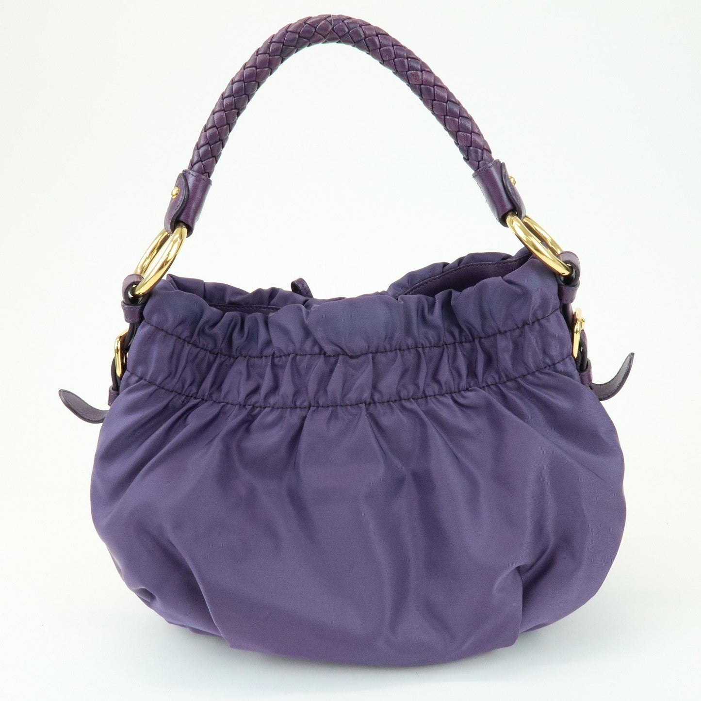 Prada Ribbon Nylon Leather Shoulder Bag Hand Bag Purple BR4237【Pre-order】