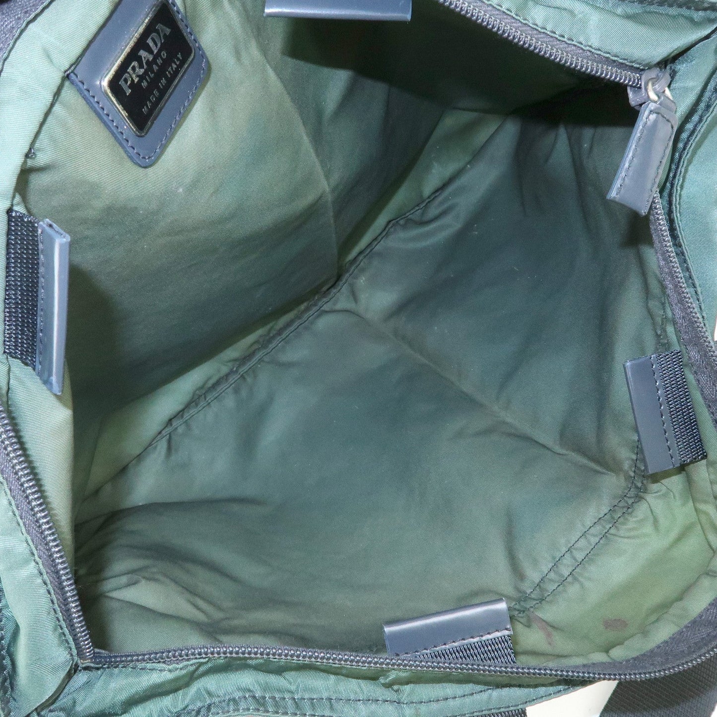 Prada Triangle Logo Nylon Leather Tote Bag Hand Bag Moss Green【Pre-order】