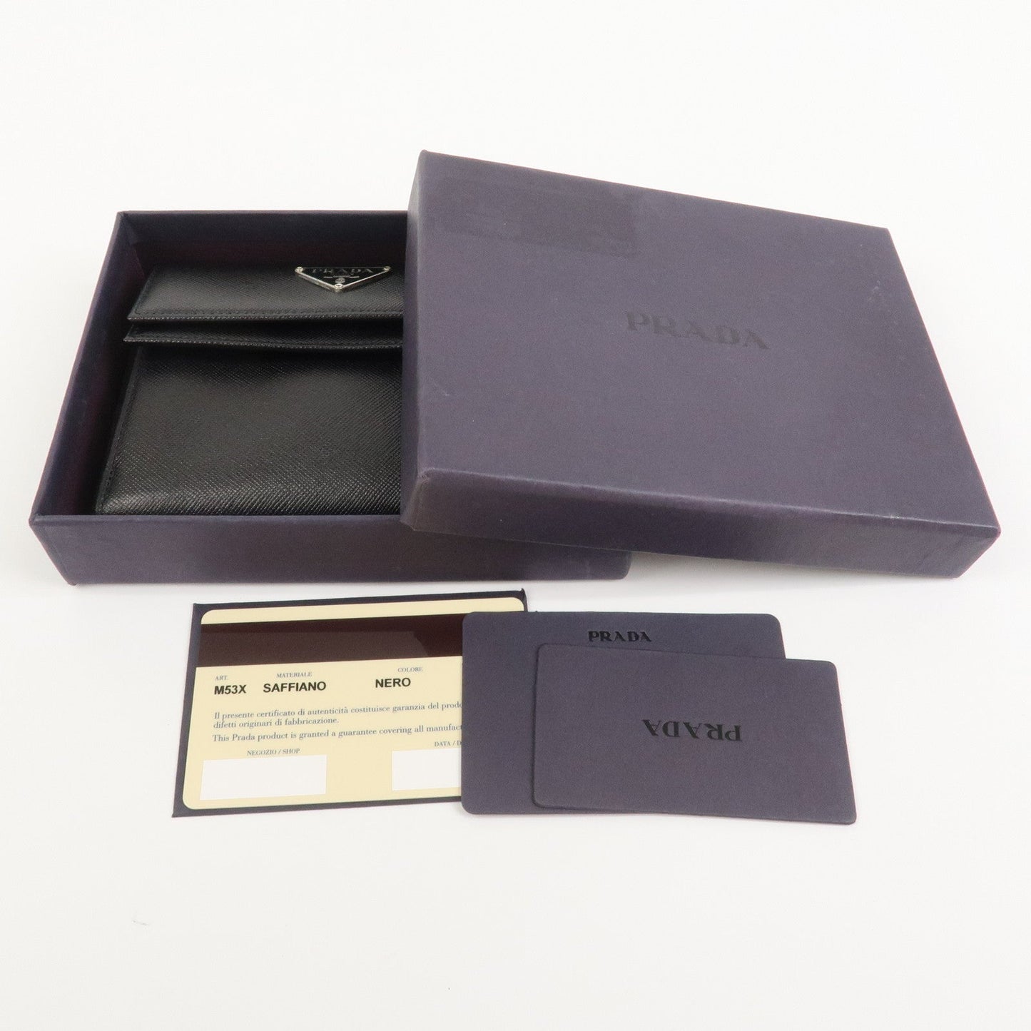 Prada Triangle Logo Saffiano Leather Compact Wallet Black M53X【Pre-order】