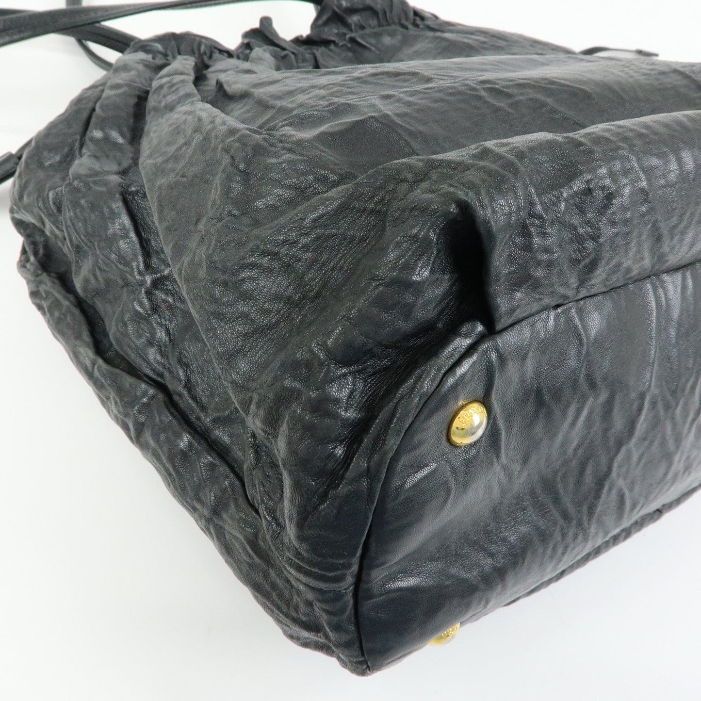 Prada Leather Drawstring Shoulder Bag Hand Bag Black【Pre-order】