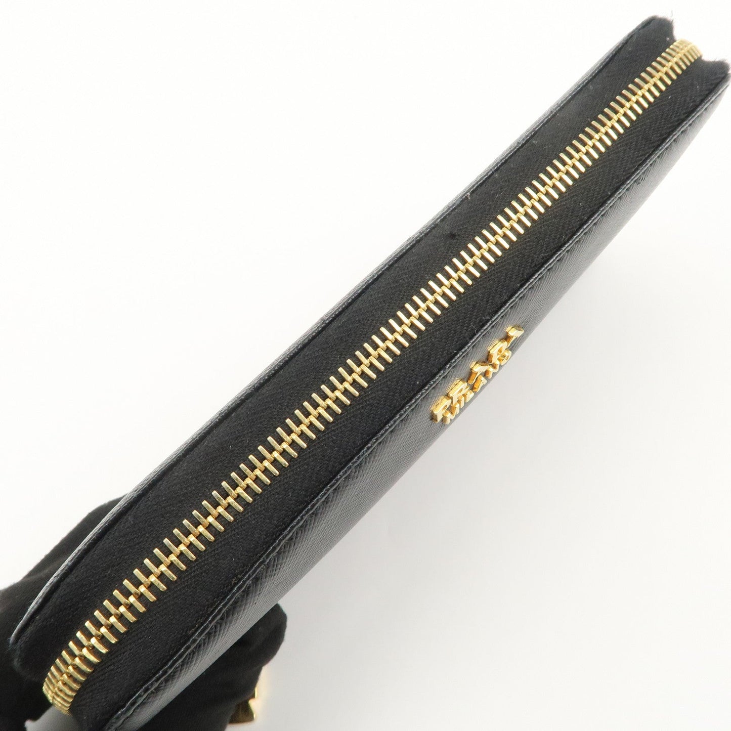 Prada Logo Saffiano Leather Round Zippy Long Wallet Black【Pre-order】